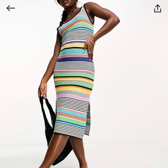 Roxy Multicolor Striped Midi Knit Dress - Picture 6 of 9